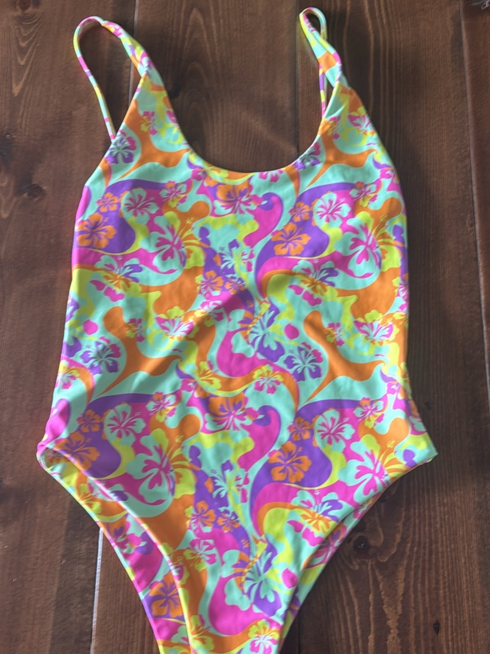 Kulanikini One-Piece Swimsuit in Neon Floral Print